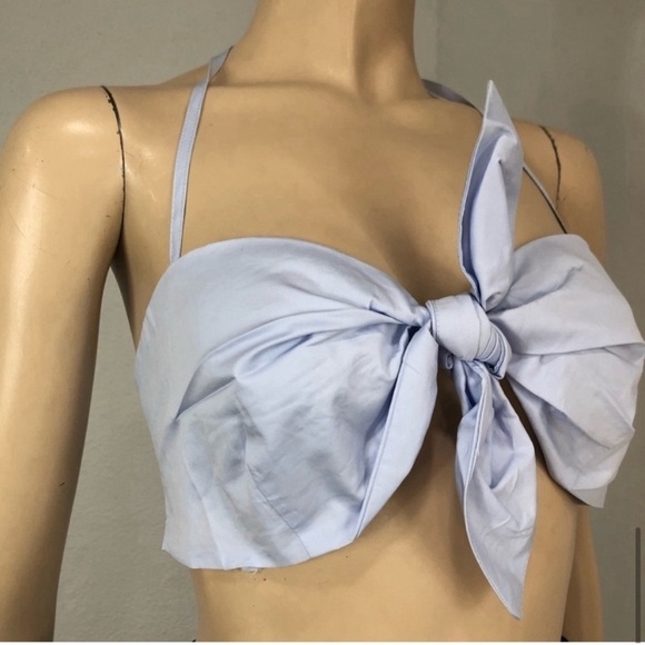 DRESS FORUM baby blue crop top front bow - Picture 12 of 16